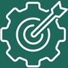 icon of a gear with a target and arrow symbolizing precision and focus in achieving four goals